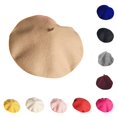 thumbnail image 1 of Ticikt Kids Solid Wool Beret Hat, Retro British Style Warm Painter Cap for Girls Fall Winter Daily,Beige, 1 of 3