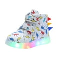 thumbnail image 1 of Ticikt Kids Toddler Sneakers Light Up Flashing Shoes Girls Boys Easy Fasten High Top Walking Canvas Sneaker,Color:White, 1 of 4