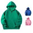 thumbnail image 1 of Ticikt Kids Ultra Soft Full Zip Hooded Sweatshirt, Solid Color Long Sleeve Casual Hoodie Cardigan with Kangaroo Pocket Unisex Daily Outerwear(Color:Green,Sise:6-7 Years), 1 of 8