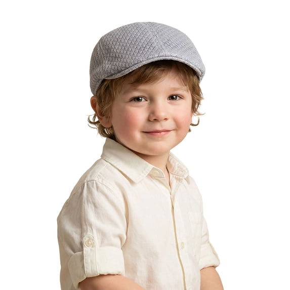 Ticikt Kids Wool Flat Newsboy Cap - Retro Tweed Pageboy Cap Cabbie Hat for Boys Girls Toddler,Color:Light Gray