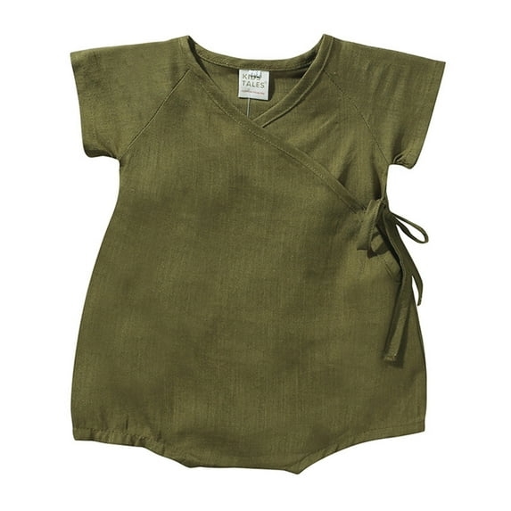 Ticikt Kimono Robe Linen Yarn Robe Baby Solid Romper Japanese Pajamas,Color:Green,Size:18-24 Months