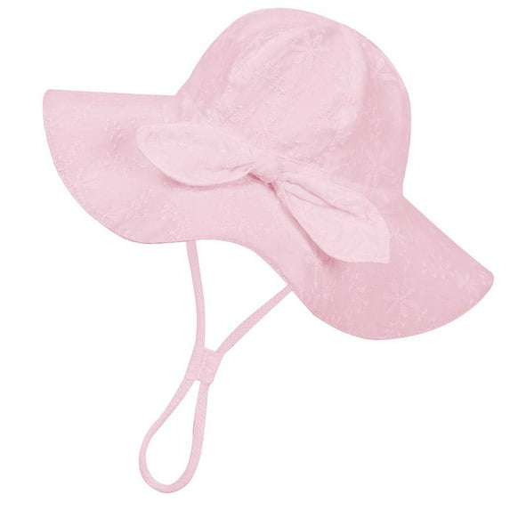 Ticikt Korean Style Baby Girl Lace Bonnet Summer Sun Hat with Wide Brim for Toddler and Kids Outdoor Beach Travel,Color:Pink