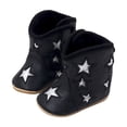 thumbnail image 1 of Ticikt Leather Western Boots Cowboy Bootie Soft Sole Nonslip Crib Shoes for Baby Toddler Girls Boys,Color:Black,12-15 Mouths, 1 of 8