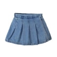 thumbnail image 1 of Ticikt Little Girl's Denim Ruffle Skirts Mini Flared Pleated Toddler Jean Skorts with Shorts Underneath,Color:Blue,Size:5-6 Years, 1 of 7