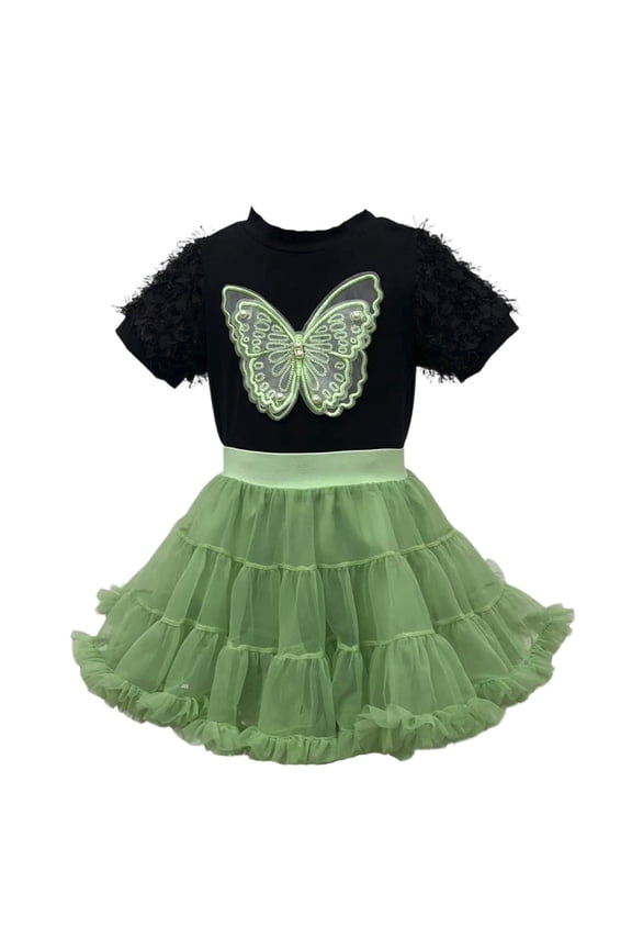 Little Girls Princess Tulle Skirts Shirts Sets Elastic Waist Swing Pleated Skirt Wedding Birthday Clothing