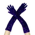 thumbnail image 1 of Ticikt Long Sequins Fingerless Gloves Sparkly Elbow Length Arm Sleeves for Rave Party Performances,Color:Dark Purple, 1 of 3