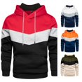 thumbnail image 1 of Ticikt Men Chevron Color Block Pullover Hoodie, Loose Fit Long Sleeve Fall Winter Street Sports Casual Sweatshirt Jacket, 1 of 3