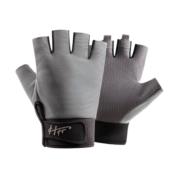 Ticikt Men HalfâFinger Gloves, Nonâ Breathable Gloves for Outdoor Cycling Gym Workout Training,Grey