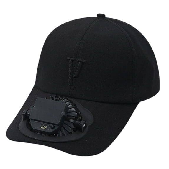 Ticikt Men Women Solar Powered Fan Hat Cooling Baseball Hat Fishing Camping Beach Hats with USB Charging Sun Hats,Color:BK1