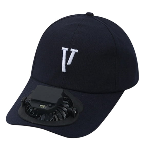 Ticikt Men Women Solar Powered Fan Hat Cooling Baseball Hat Fishing Camping Beach Hats with USB Charging Sun Hats,Color:Navy
