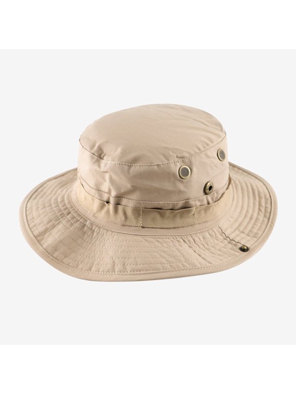 Ticikt Men & Women's Bucket Hat, Round Brim Outdoor Sun Protection Hat with Snap Buttons,Khaki