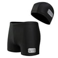 thumbnail image 1 of Ticikt Men's Athletic Swim Jammers with Hat Quick Drying Square Leg Swimsuit for Men Drag Suits for Swimming Training Racing Swim Briefs,Color:Black,4XL, 1 of 4