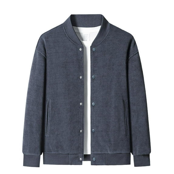 Ticikt Men's Corduroy Jacket Spring Fall Coat Warm Trucker Work Casual Cargo Jackets with 2 Pockets,Color:Grey,4XL