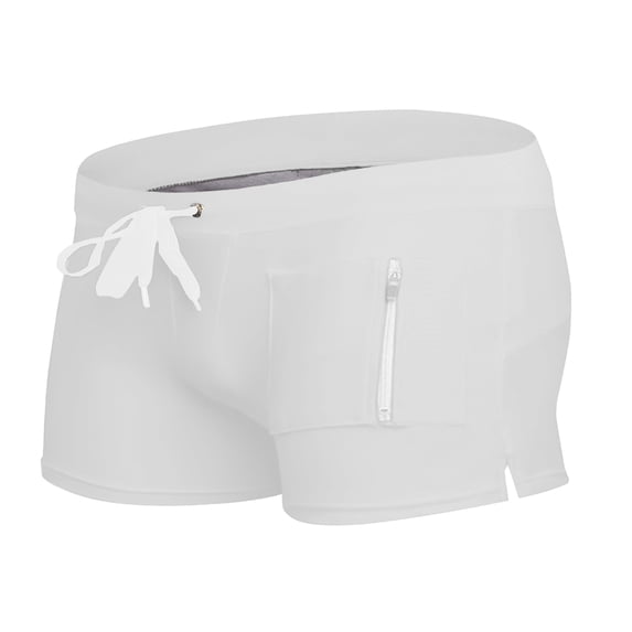 Ticikt Men's Fashion Swimwear Fashion Casual Summer Solid Colour Swimming Shorts Briefs Casual Swimming Shorts,Color:White,3XL