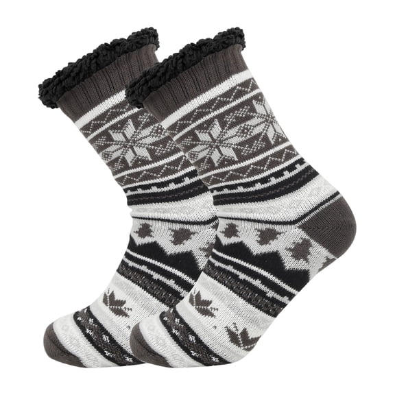 Ticikt Men's Slipper Socks with Non- Grippers, Thermal Fuzzy Warm Sherpa Lining