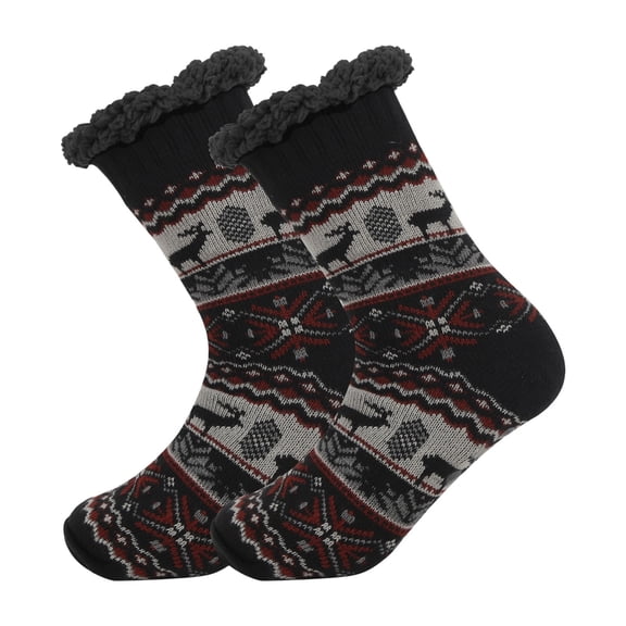 Ticikt Men's Slipper Socks with Non- Grippers, Thermal Fuzzy Warm Sherpa Lining