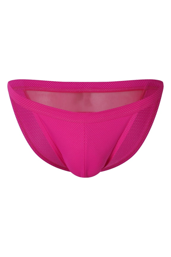 Men's Solid Briefs Trunks Swimwear Pouch Triangle Panties Soft Low Rise Underpants,Color:Hot Pink,XXL