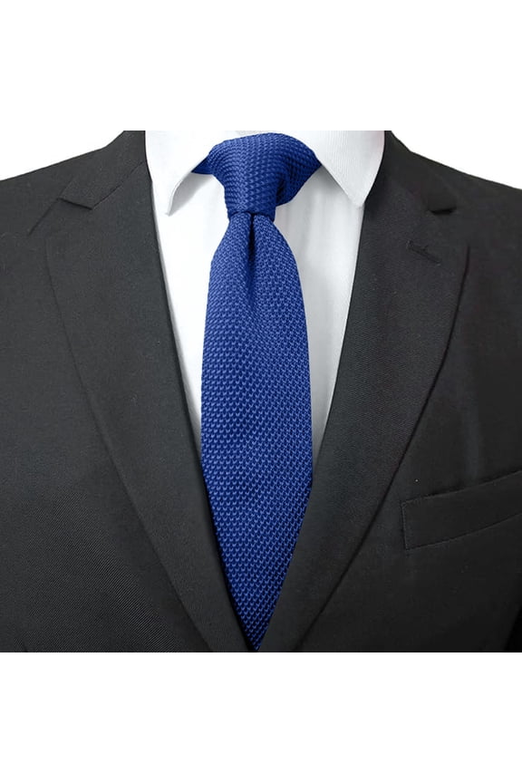 Men's Solid Color Knit Tie Smart Formal Cotton Necktie Flat Bottom