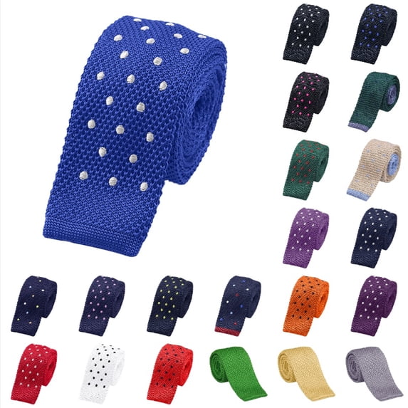 Ticikt Men's Solid Color Knit Tie Smart Formal Cotton Necktie Flat Bottom