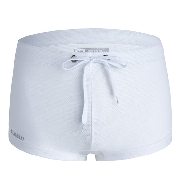 Ticikt Men's Square Leg Swim Briefs Tight Swim Trunks Swimsuit Athletic Bathing Suit Swimwear with Liner,Color:White,M