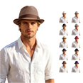 thumbnail image 1 of Ticikt Mens Breathable Mesh Fedora Hat, Summer Outdoor Short Brim Fedora Sun Hat,Khaki, 1 of 5