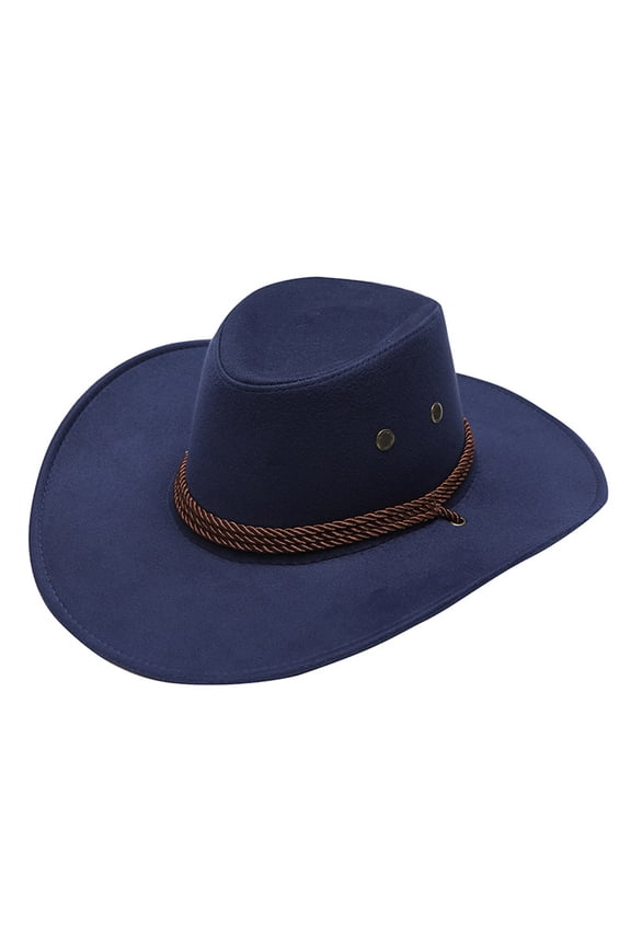 Mens Cowboy Leather Hat Western Style Unisex Braided Hatband