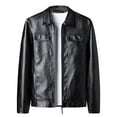thumbnail image 1 of Ticikt Mens Leather Jacket Motorcycle Black Biker Jackets Vintage Leather Outwear Casual Lightweight for Spring Fall,Color:Black,XXL, 1 of 9