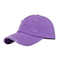 thumbnail image 1 of Ticikt Mens and Womens Denim Retro Washed and D Estroyed Peaked Cap Solid Color Baseball Cap,Color:Purple, 1 of 4