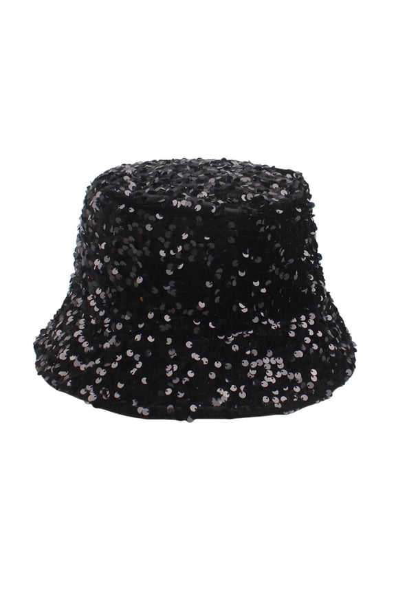 Metallic Bucket Hat for Women & Men - Cute Bucket Hats - Festival Hat Adjustable Rave Accessories,Color:Black