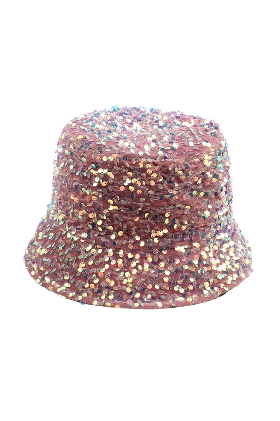 Metallic Bucket Hat for Women & Men - Cute Bucket Hats - Festival Hat Adjustable Rave Accessories,Color:Pink