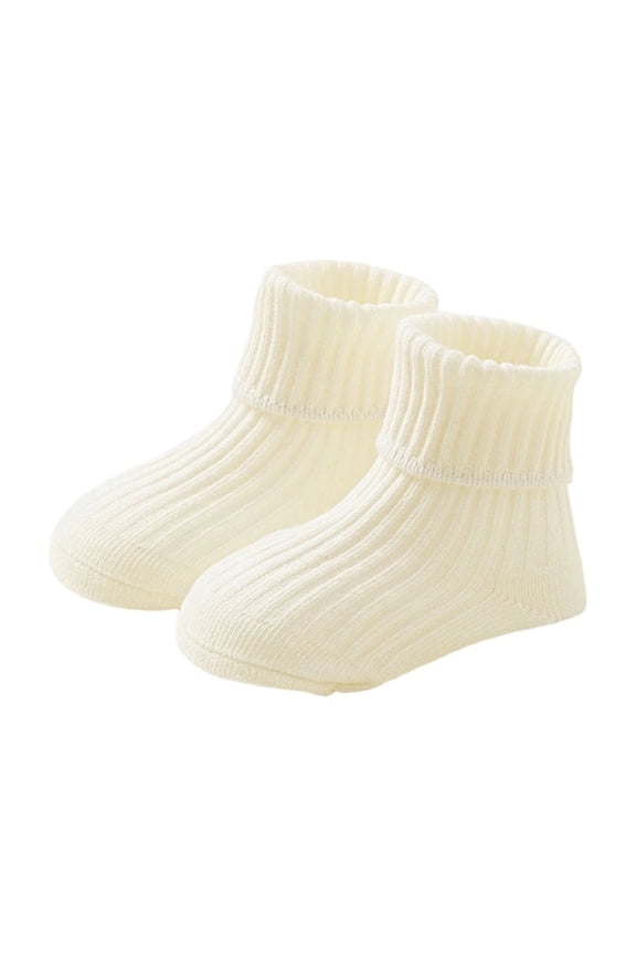 New Born Shoes Knit Soft Baby Sock Booties for Boys Girls First Walking,Color:White,0-1 Years