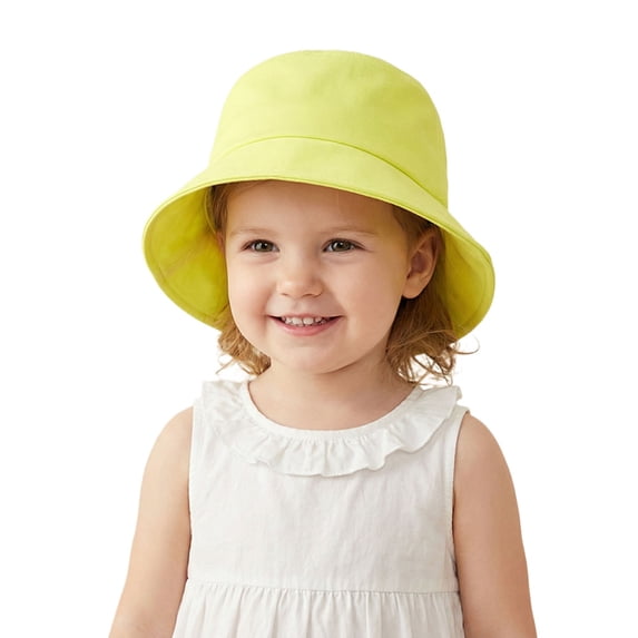 Ticikt Outdoor Kids Sun Hat UPF 50+ Quick Drying Foldable Solid Bucket Hat Lightweight Adjustable Fishing Hat for Girls and Boys,Color:Yellow