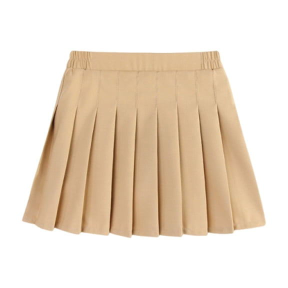 Ticikt Pleated Skirts for Girl High Waist Mini Tennis Skater Skirt Casual Basic Skirts Cheerleader,Color:Khaki,Size:7-8 Years