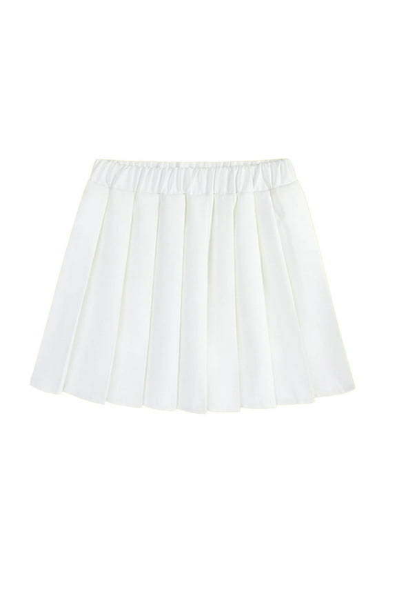 Pleated Skirts for Girl High Waist Mini Tennis Skater Skirt Casual Basic Skirts Cheerleader,Color:White,Size:4-5 Years