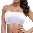 thumbnail image 1 of Ticikt Plus Size Women's Double Bandeau Strapless Bra Stretchy Padded Removable Tube Top for Support and Comfort,Color:White, 1 of 8