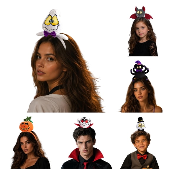 Ticikt Plush Halloween Headbands, 3D Cute Character Cosplay Head Boppers Party Accessories for Adults Kids
