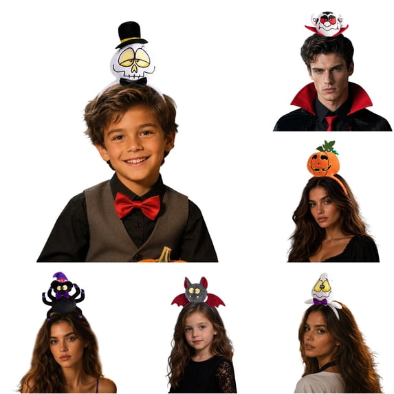 Ticikt Plush Halloween Headbands, 3D Cute Character Cosplay Head Boppers Party Accessories for Adults Kids