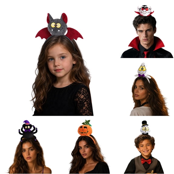Ticikt Plush Halloween Headbands, 3D Cute Character Cosplay Head Boppers Party Accessories for Adults Kids