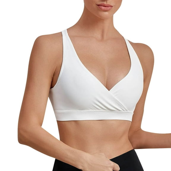 Ticikt Racerback Nursing Sleep Bras for Breastfeeding Crossover Wireless Maternity Bralette Comfy,Color:White
