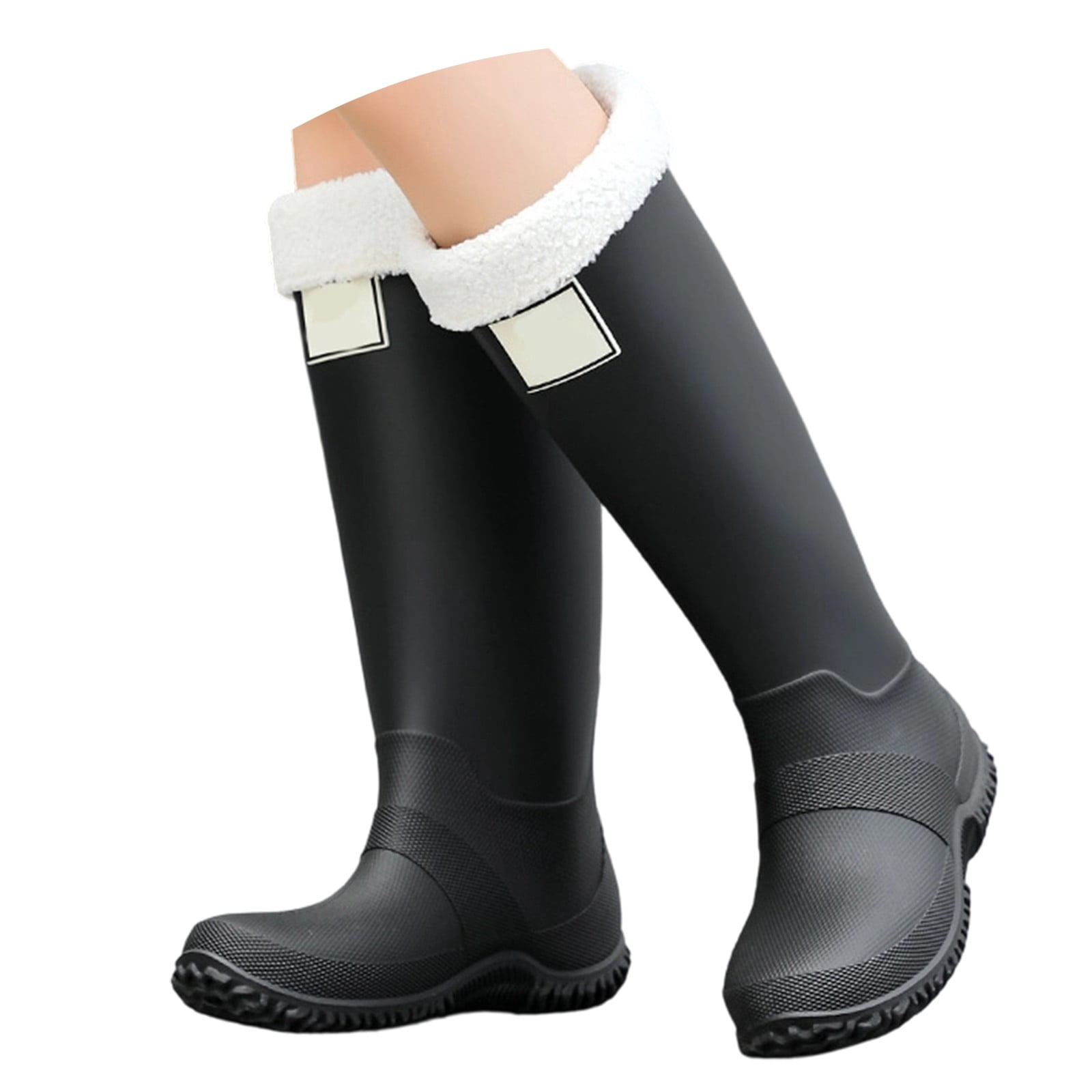 Ticikt Rain Boots for Men Women, Waterproof Rubber Boots with Unique Design, Comfort Lightweight Work Mud Boots, Garden Boots for Farming Gardening Fishing,Color:Black,Size:40