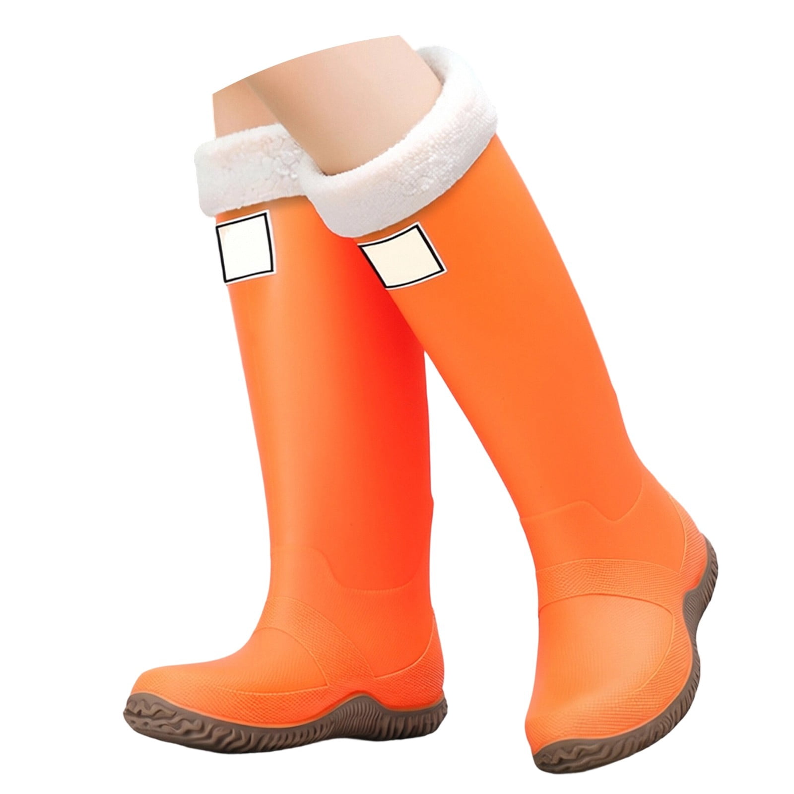 Ticikt Rain Boots for Men Women, Waterproof Rubber Boots with Unique Design, Comfort Lightweight Work Mud Boots, Garden Boots for Farming Gardening Fishing,Color:Orange,Size:44