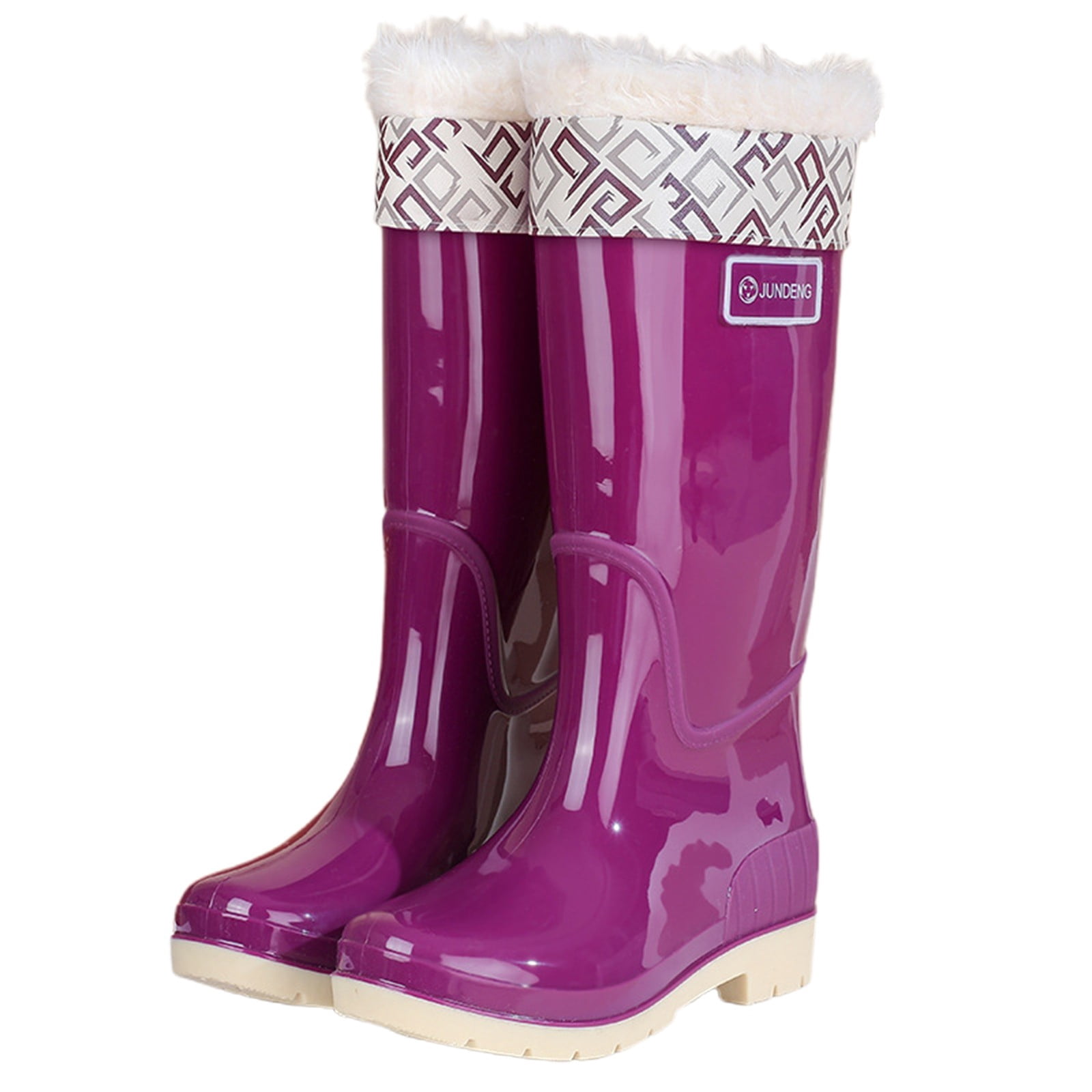 Ticikt Rain Boots for Men Women, Waterproof Rubber Boots with Unique Design, Comfort Lightweight Work Mud Boots, Garden Boots for Farming Gardening Fishing,Color:Purple,Size:35