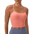 thumbnail image 1 of Ticikt Seamless Sweetheart Neck Ribbed Racerback Crop Tank Top for Women Built-In Bra Support Comfortable Activewear,Color:Pink, 1 of 6