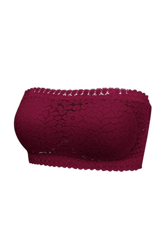Seamless Tube Top for Women Lace Back Design Fashionable Bust Support Comfortable Stretch Fit Versatile Wardrobe,Color: