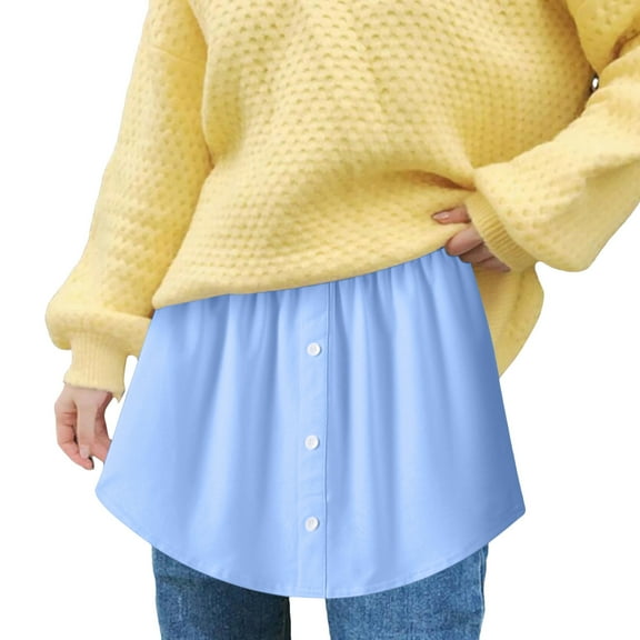 Ticikt Shirt Extender for Women Adjustable Layering Fake Top Lower Sweep Shirt Half Length Skirt,Color:Light Blue