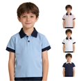 thumbnail image 1 of Ticikt Short Sleeve School Uniform Polo Shirts, Contrast Collar Casual Daily Wear Top,Blue, 1 of 9