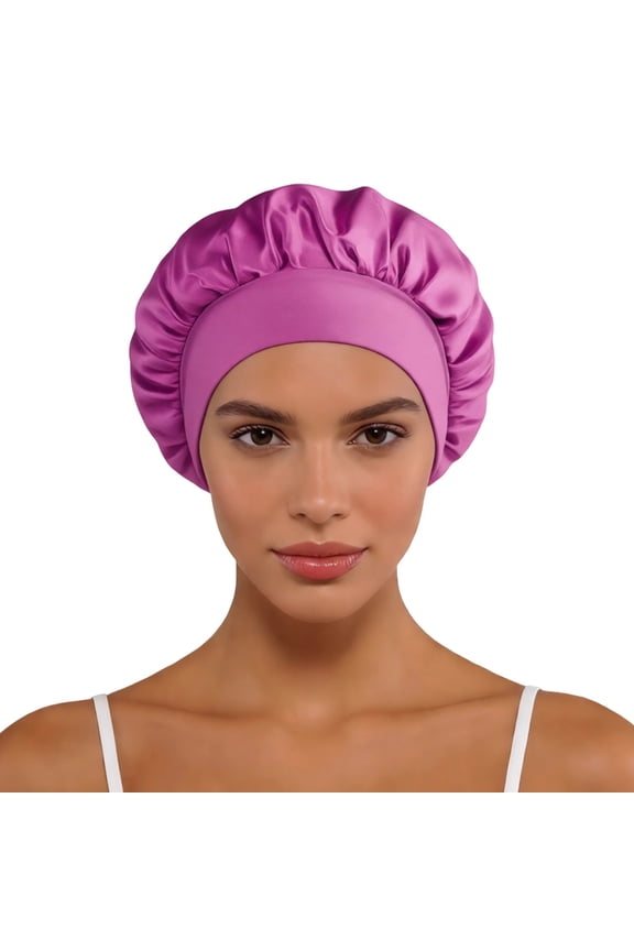 Silk Bonnet for Sleeping Women Reversible Double Layer Satin Bonnet Night Sleep Cap Wrap for Curly Hair,Color:Light Purple