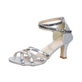 thumbnail image 1 of Ticikt Silver Gold Black Heels Strappy Heels for Women 3 Inch Stiletto Open Toe Sandals for Wedding Evening Party Homecoming, 1 of 9