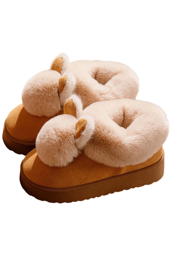 Ticikt Slipper Shoes Outdoor Indoor Cute Bunny Ear Thick Sole Closed Back Slides,Color:Brown,Size:7.5