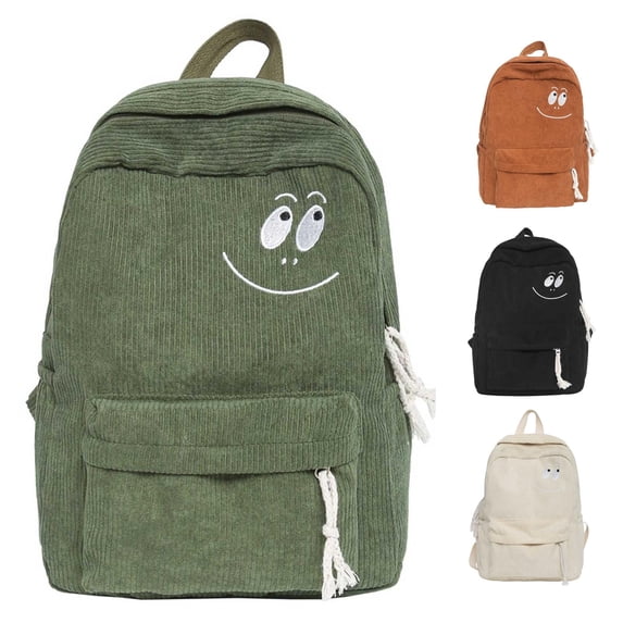Ticikt Print Corduroy Backpack Minimalist Casual Daypack for Teenagers Campus Daily School